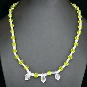 Lime Green Faceted Glass Bead Single Strand Necklace